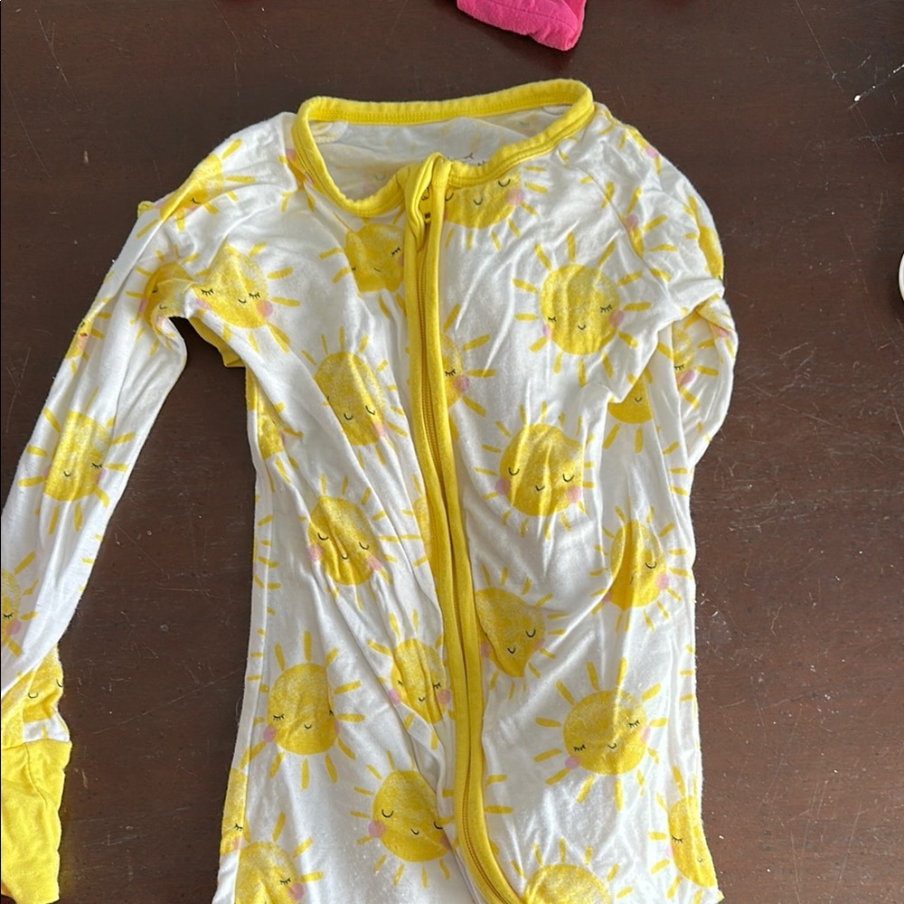 Kids Yellow Sun Print Swimwear
